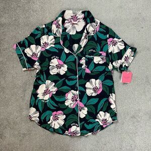 Brand New Kate Spade Women’s Medium Blue Green Floral Pajama Top Shirt Buttoned